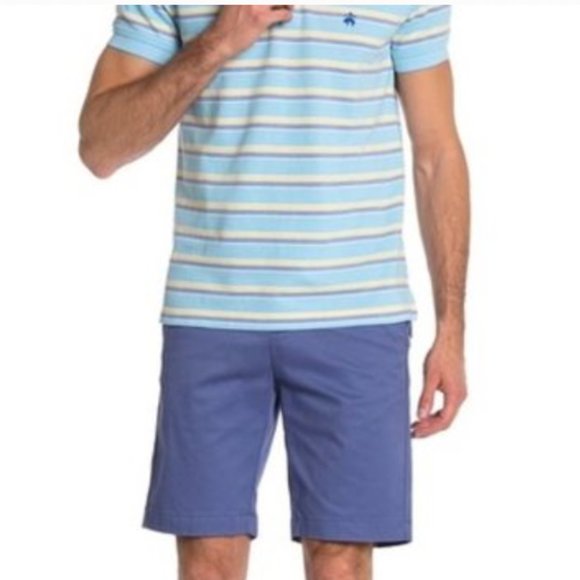 Brooks Brothers 10" Stretch Flat Front Chino Short, Blue  34 NWT - Picture 1 of 5
